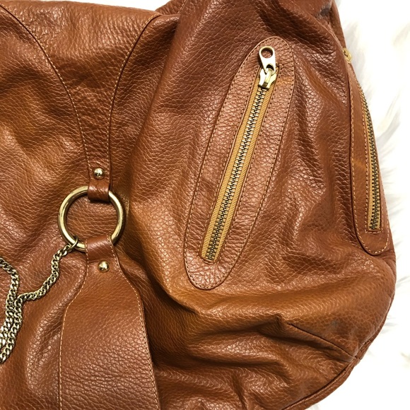 Sherry Wolf Genuine Cognac Hobo Bag - Picture 3 of 8